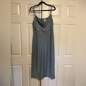 BHLDN Cali Satin Cowl Neck Midi Satin Dress